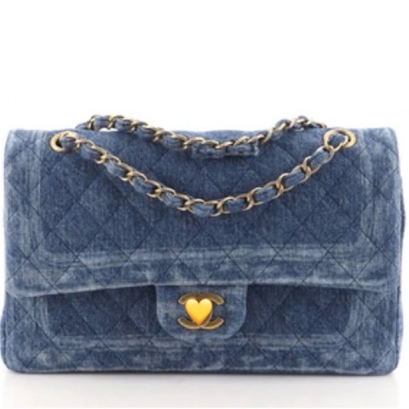Quilted Blue Denim Shoulder Bag - Picture 2 of 6